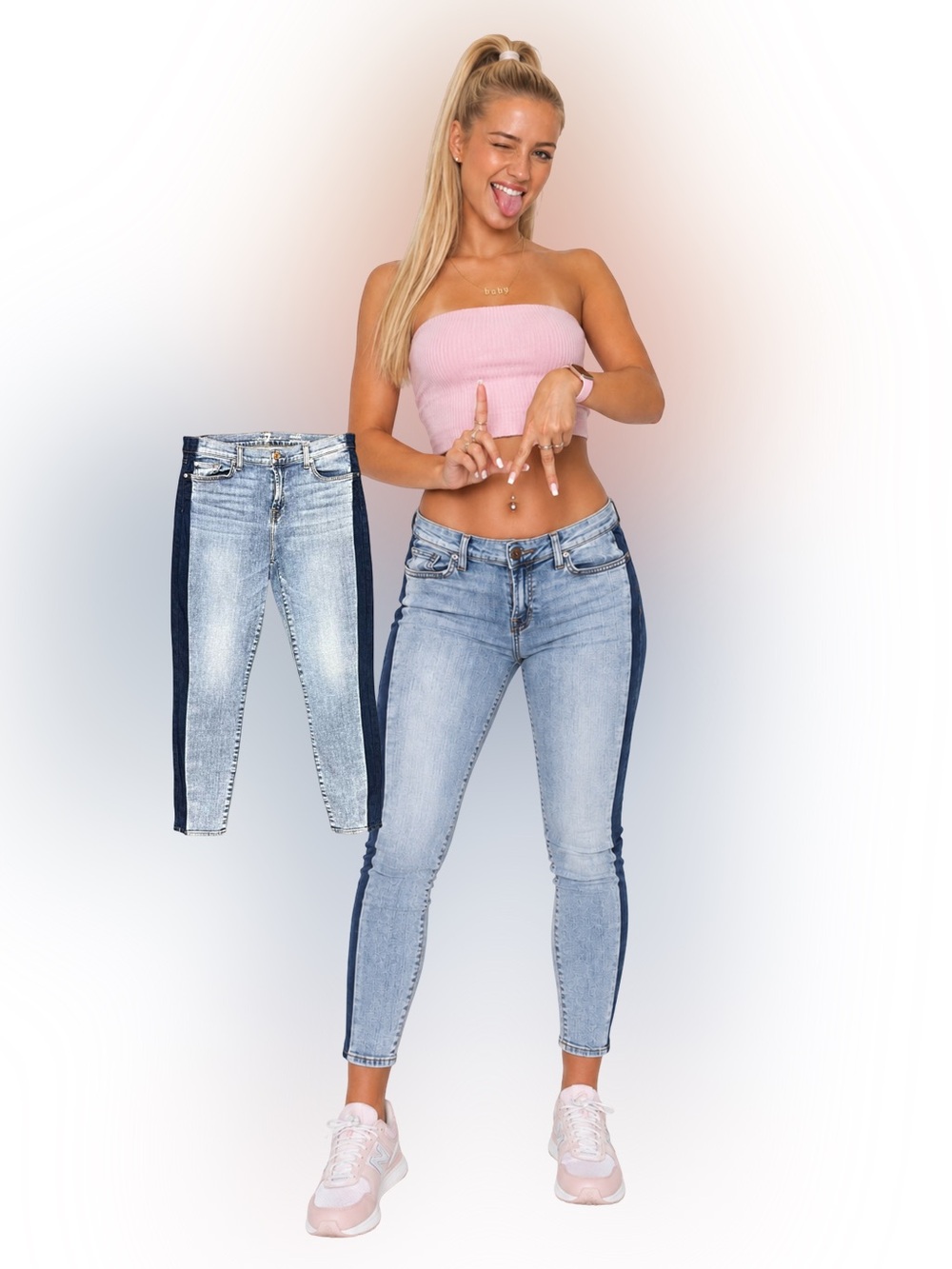 7 For All Mankind Ankle Gwenevere Two Tone Skinny Jeans Women’s Denim Size 32